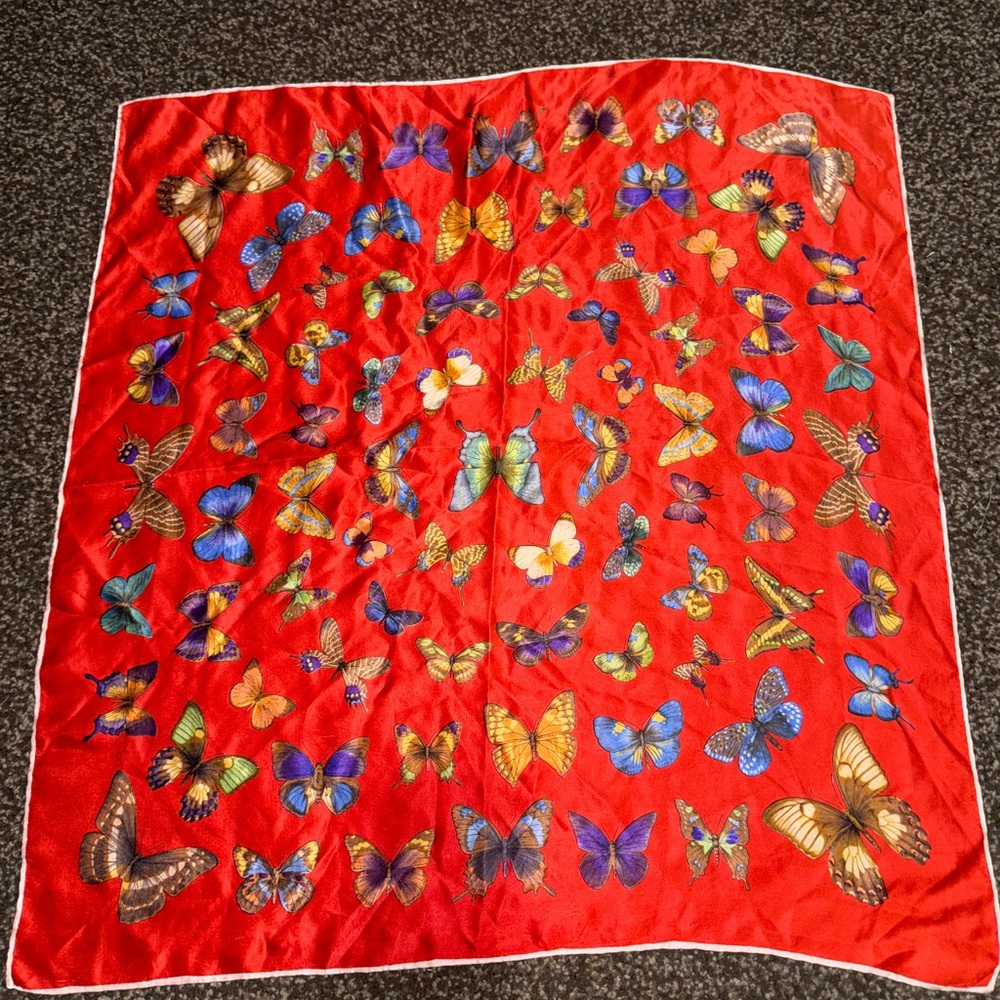 Vibrant Red Butterfly Scarf